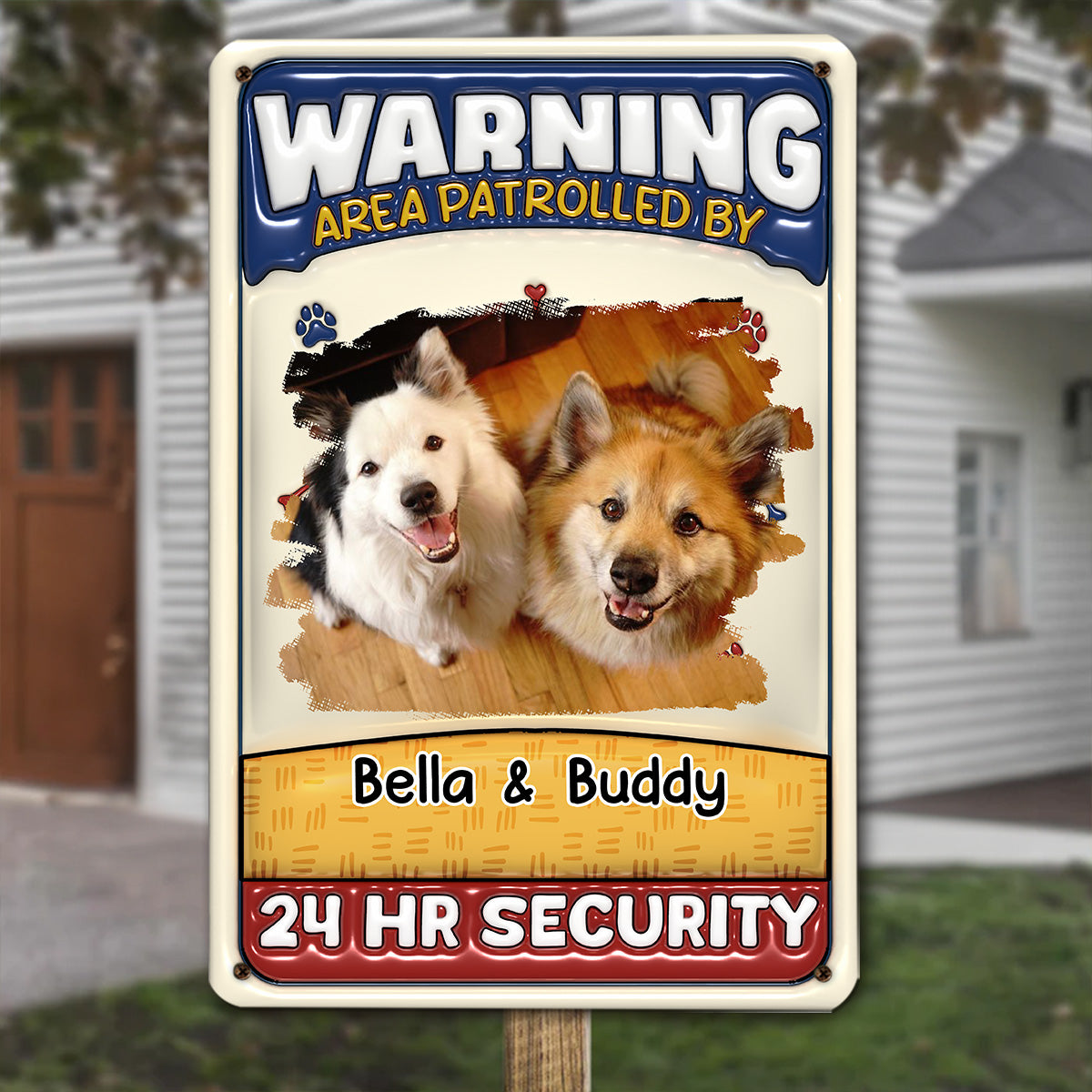 Personalized Custom 3D Inflated Effect Metal Sign - Area Patrolled By Dogs Photo