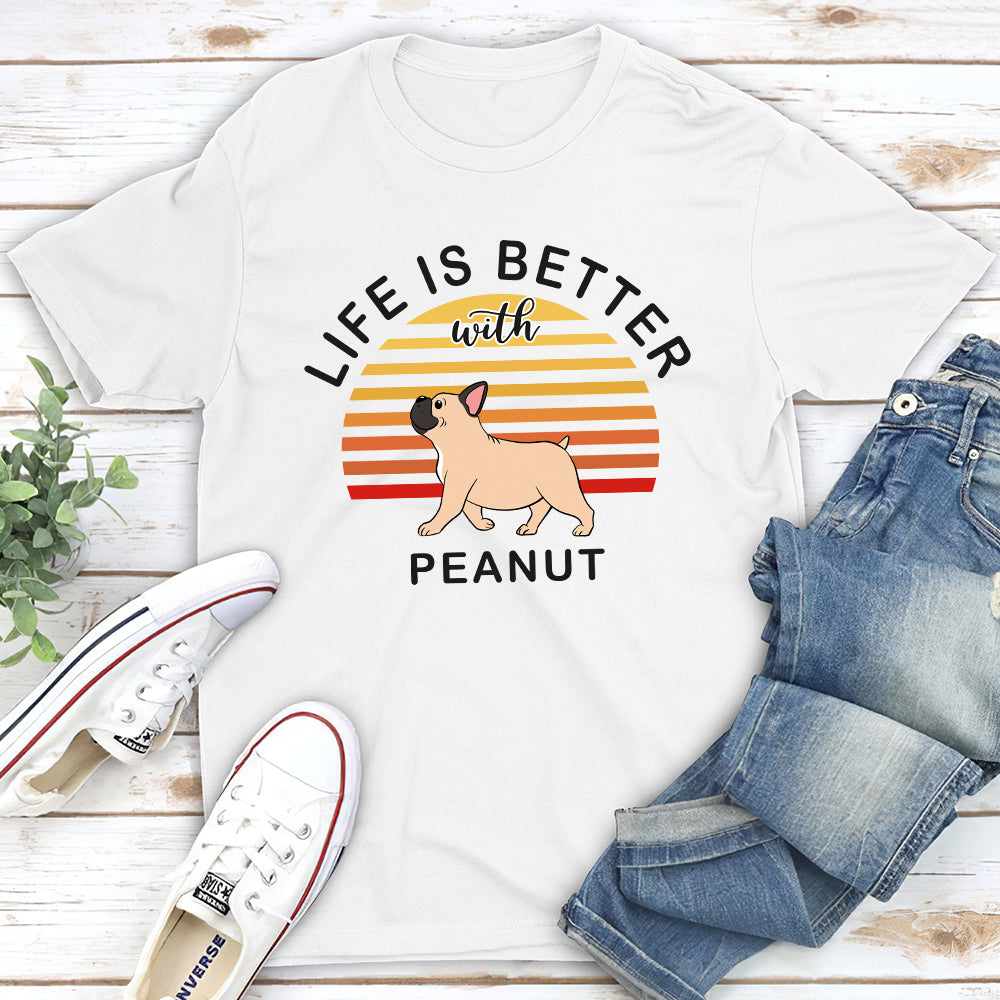 Life Is Better Dog Walking - Personalized Custom Unisex 5.3 oz T-shirt for Pet Lovers