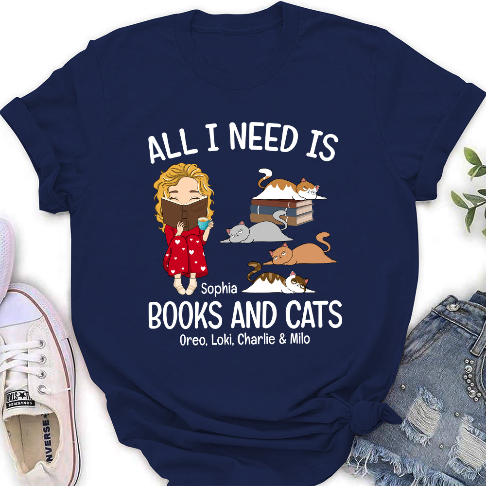 Books And Cats - Exclusive Personalized Custom Women's T-Shirt for Pet Lovers