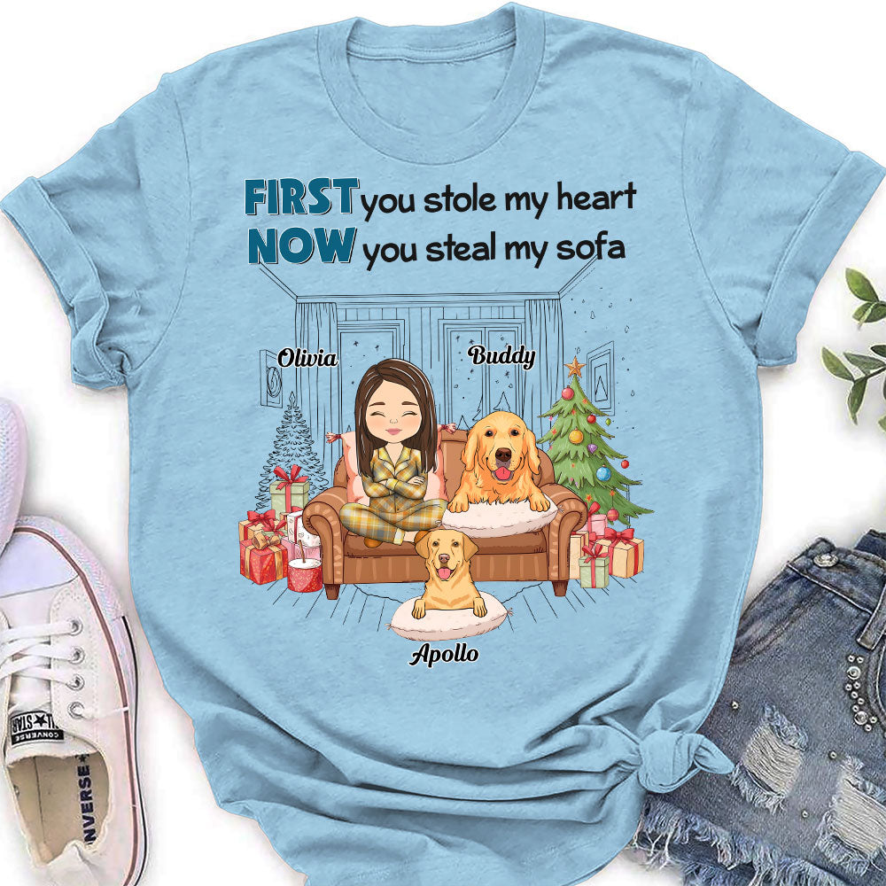 Stealing My Sofa - Stylish Personalized Custom Women's T-shirt for Pet Lovers