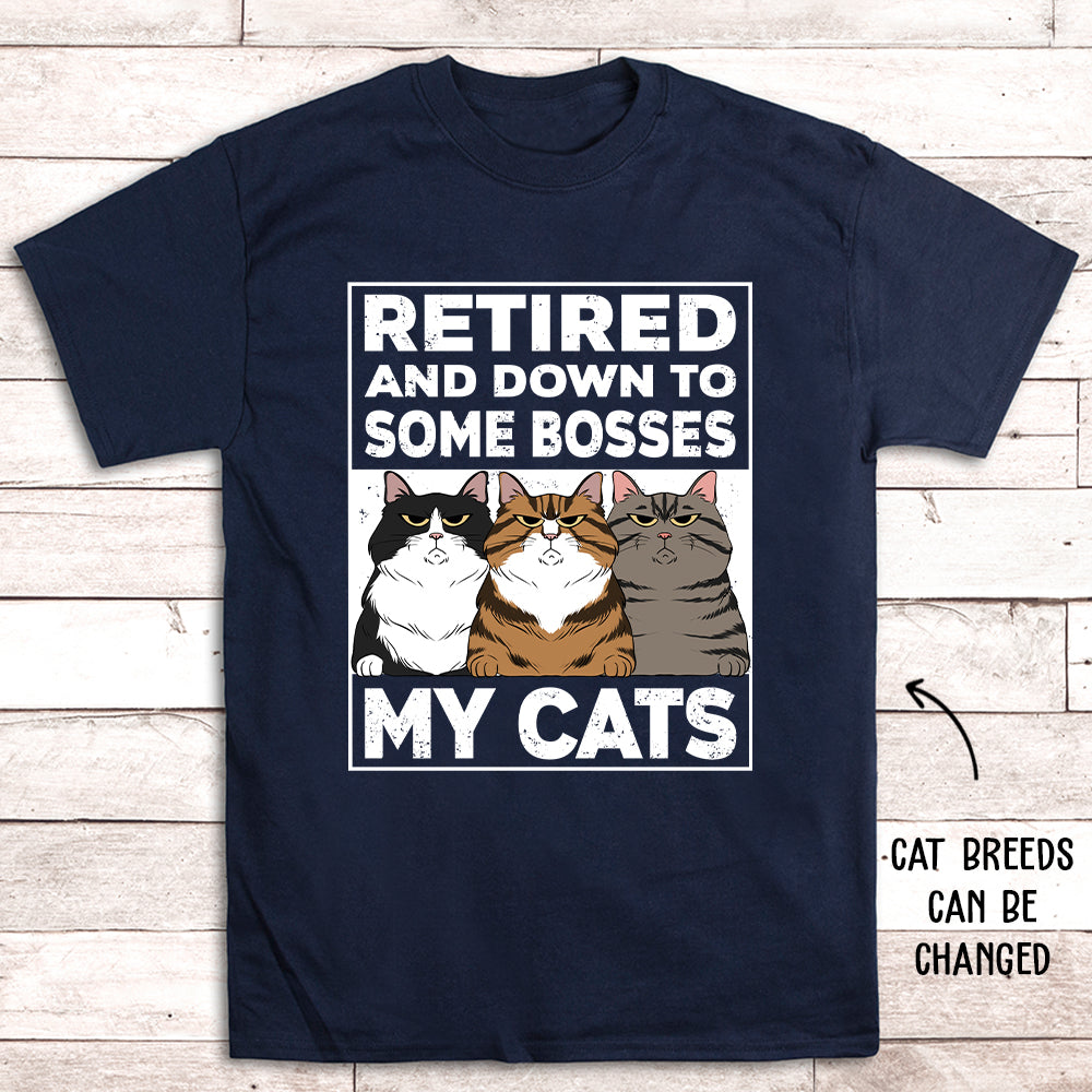 Retired Down To My Cat - Personalized Custom Unisex 5.3 oz T-shirt for Pet Lovers