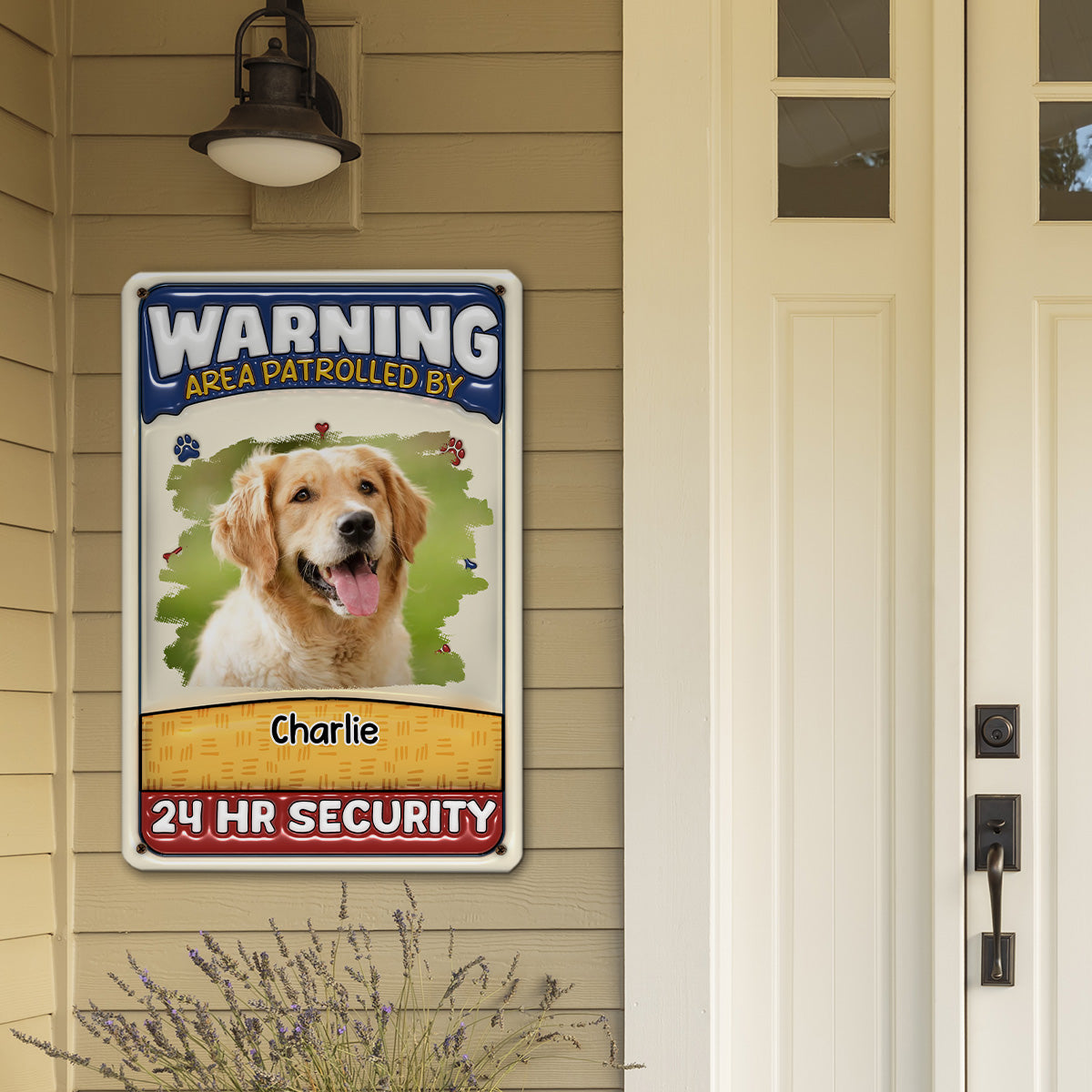 Personalized Custom 3D Inflated Effect Metal Sign - Area Patrolled By Dogs Photo