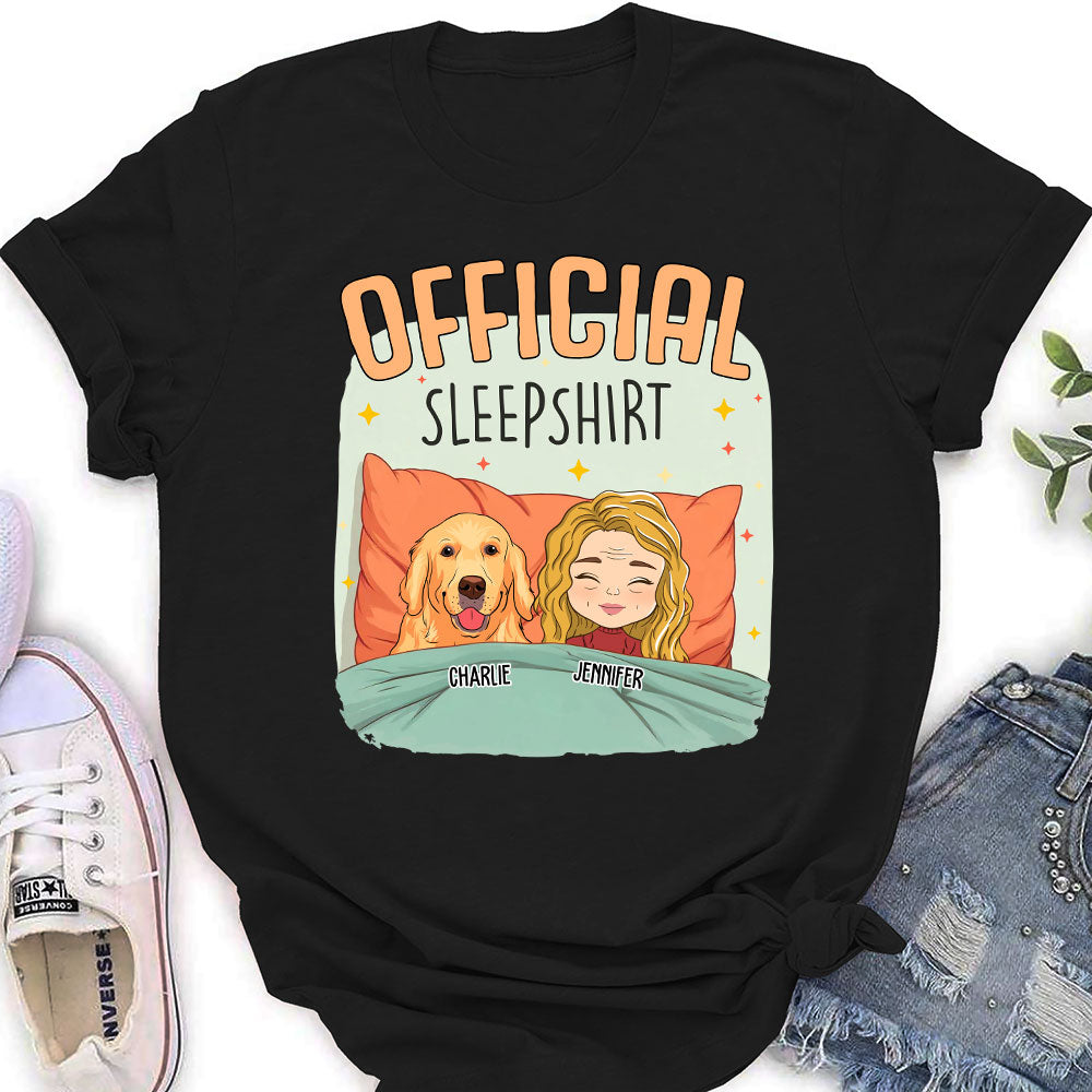 Unique Personalized Custom Women's Sleep With My Dog T-shirt