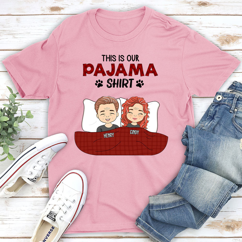 Personalized Custom Unisex Couple Pajama Shirt Version T-shirt - Ideal Gift for Pet Lovers