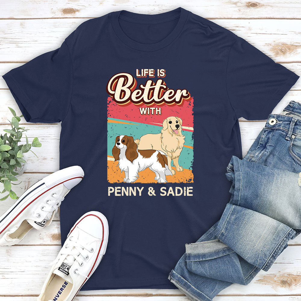 Better With Dog Retro - Stylish Personalized Custom Unisex T-shirt for Pet Lovers