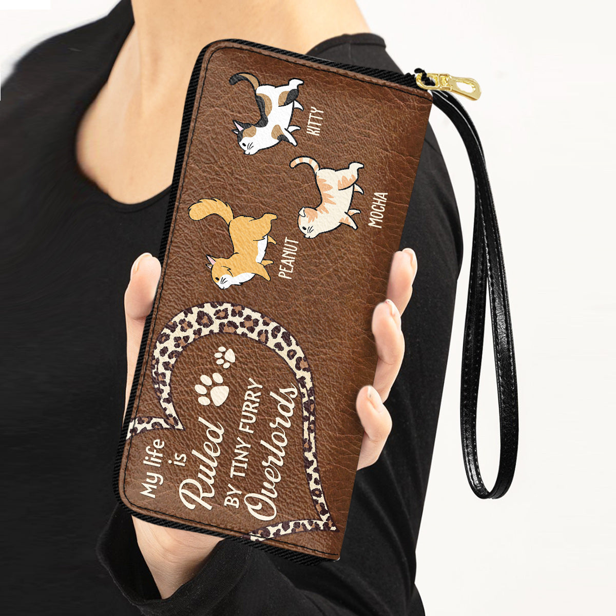 Personalized Custom Leather Wallet - My Life Is Ruled By Cats, Ideal Gift for Women with Premium PU Leather