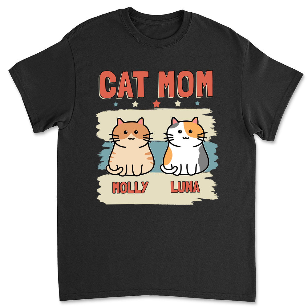 Retro Cat Mom - Personalized Custom Unisex 5.3 oz T-shirt for Pet Lovers