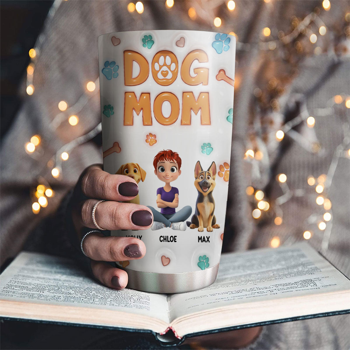 Unique Personalized Custom 3D Inflated Effect Dog Mom Chibi 20oz Tumbler