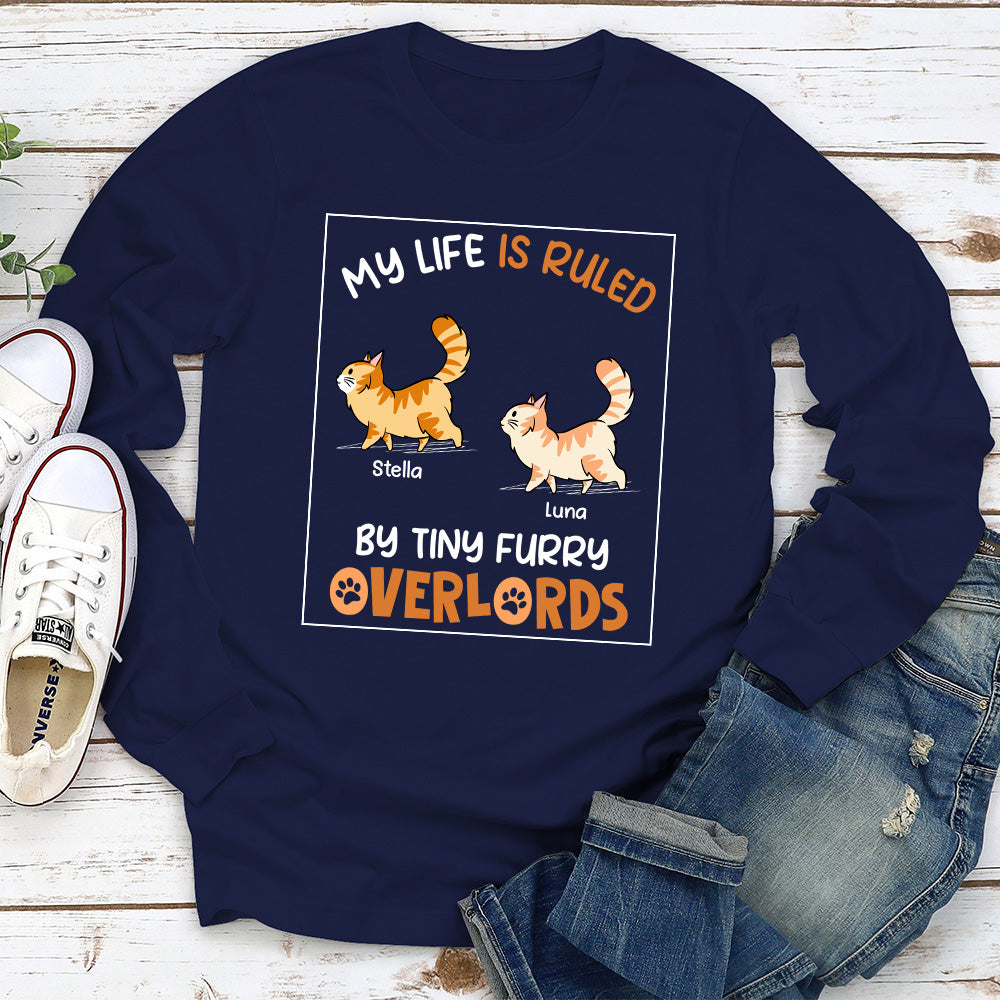 Unique Personalized Custom Long Sleeve T-shirt - Ruled By Tiny Furry Overlords for Pet Lovers