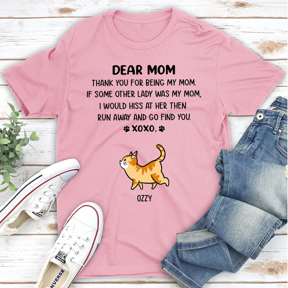 Dear Cat Mom - Personalized Custom Unisex 5.3 oz Heavy Cotton T-shirt