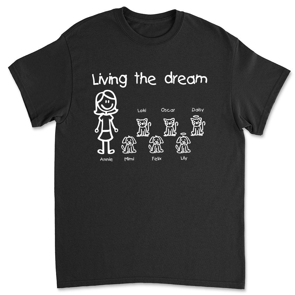 Living The Dream 2 - Personalized Custom Unisex 5.3 oz T-shirt for Pet Lovers
