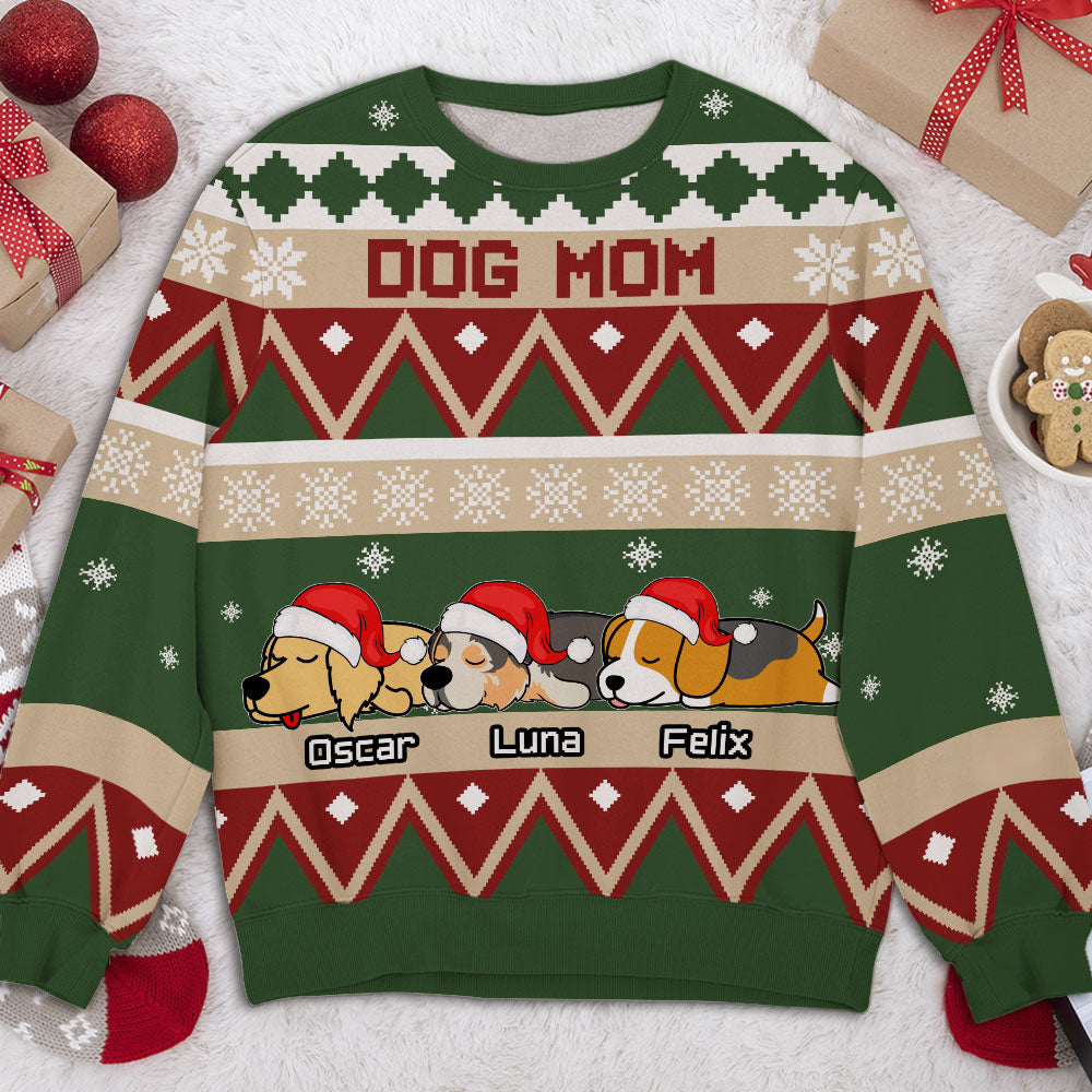Dog Mom Merry Christmas Personalized Custom All-Over-Print Unisex 8.8 oz Polyester Blend Sweatshirt