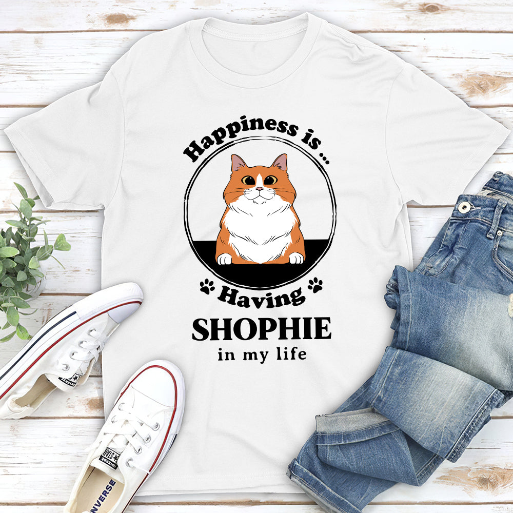 Happiness Is Having Cats - Stylish Personalized Custom Unisex T-shirt for Pet Lovers