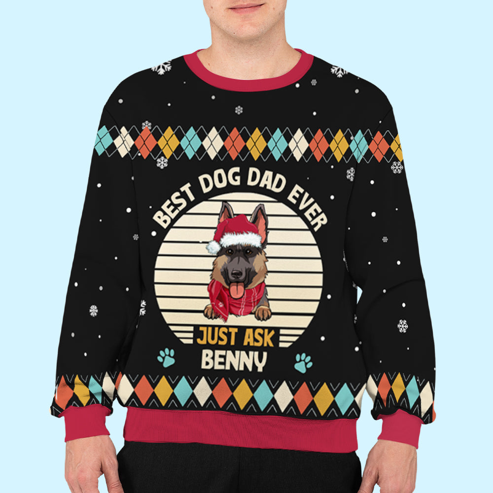 Best Dog Dad/Mom Ever - Personalized Custom All-Over-Print Unisex 8.8 oz Polyester Blend Sweatshirt for Pet Lovers