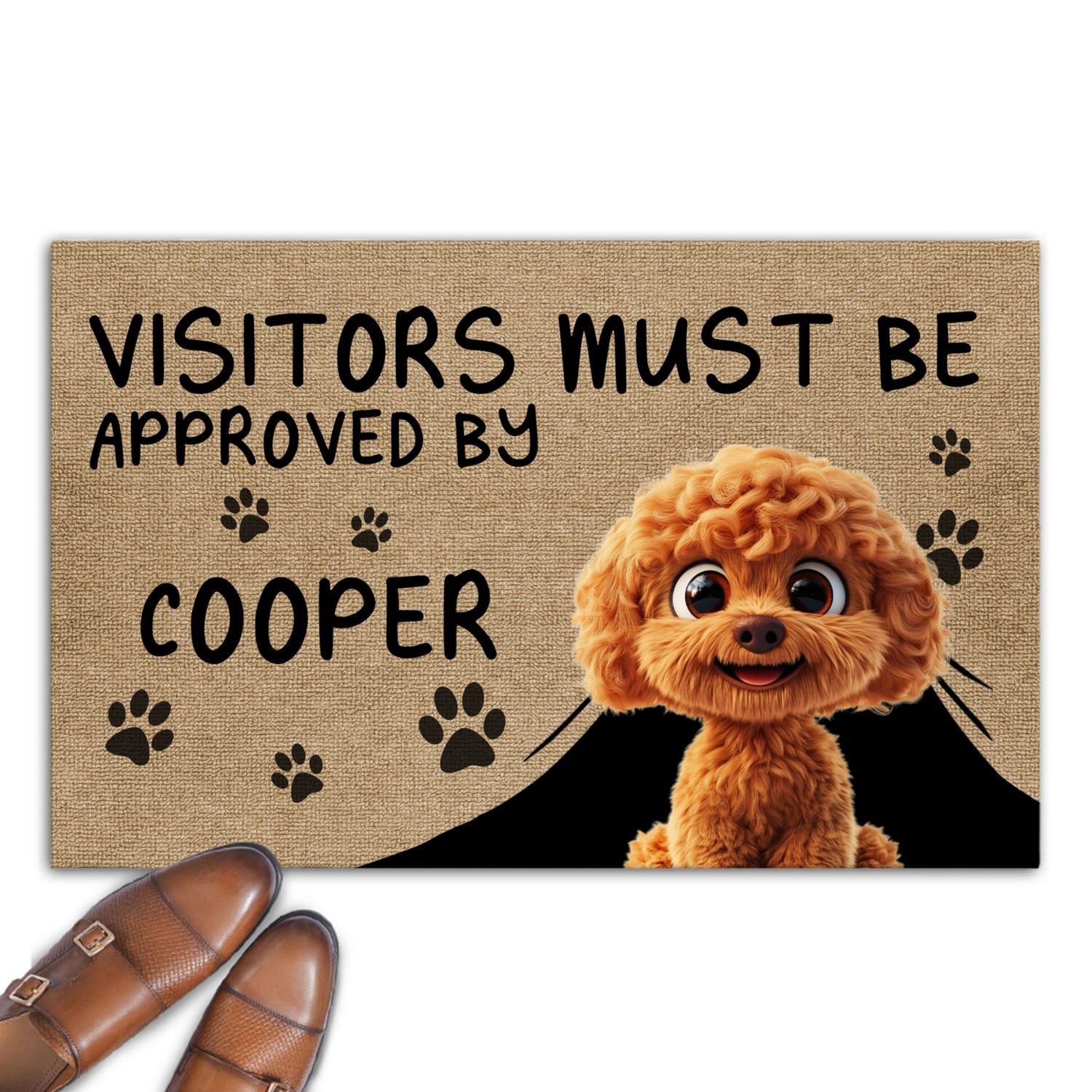 Approved By Dog Cartoon - Personalized Custom Doormat with Sublimation Printing and Multiple Size Options