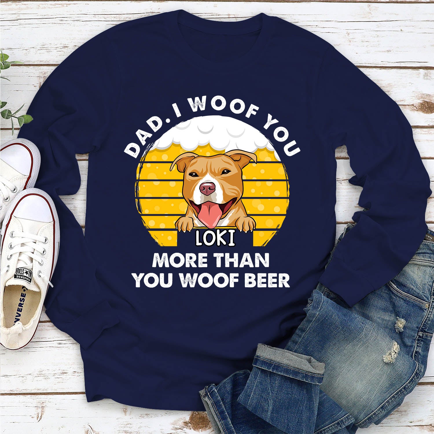 You Woof Beer - Personalized Custom Unisex 6.0 oz Long Sleeve T-shirt for Pet Lovers