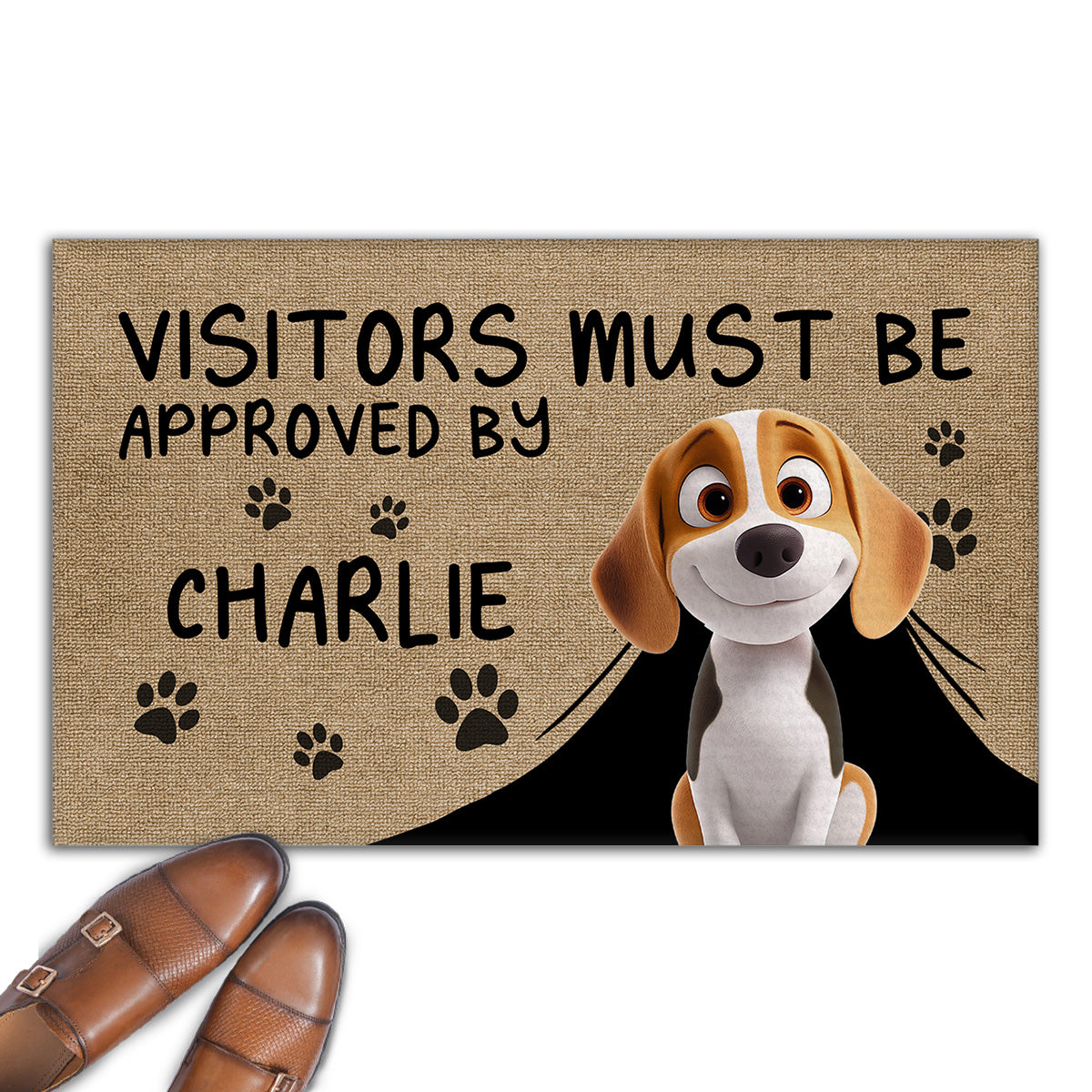 Approved By Dog Cartoon - Personalized Custom Doormat with Sublimation Printing and Multiple Size Options