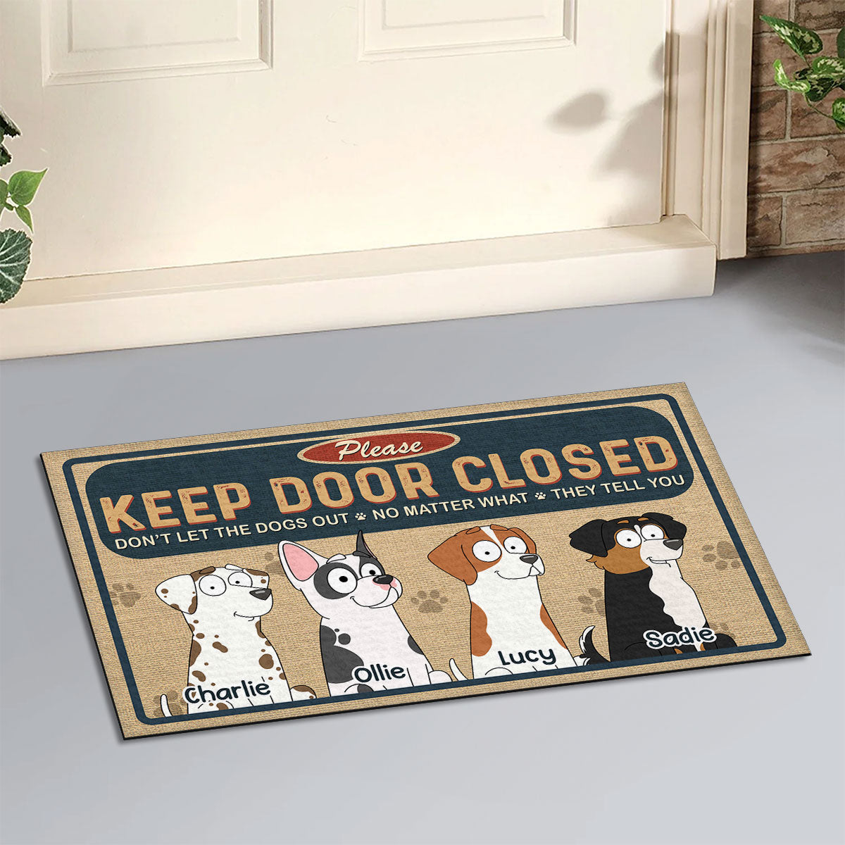 Personalized Custom 'Please Keep Door Closed' Doormat for Pet Lovers