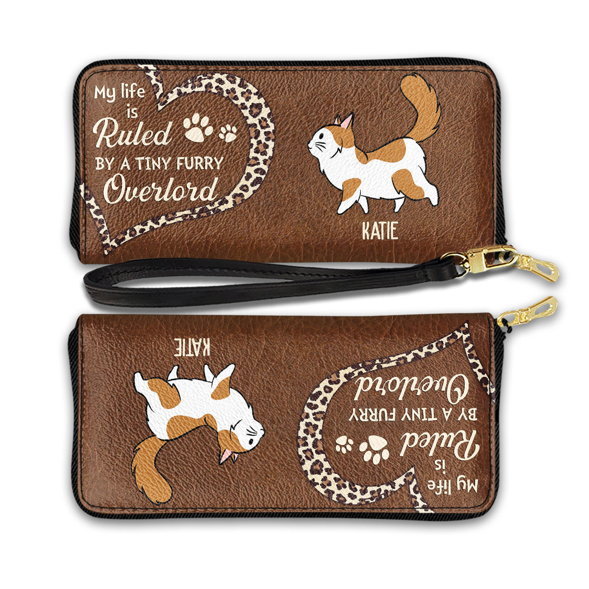 Personalized Custom Leather Wallet - My Life Is Ruled By Cats, Ideal Gift for Women with Premium PU Leather