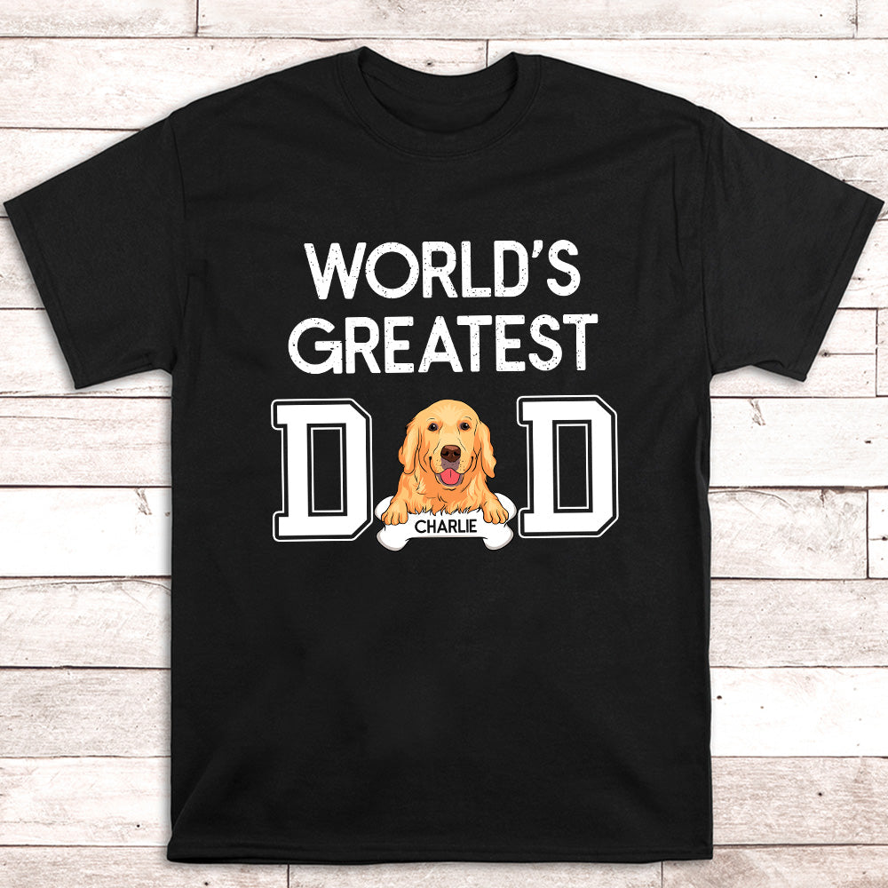 Greatest Dad Peeking - Personalized Custom Unisex 5.3 oz T-shirt for Pet Lovers