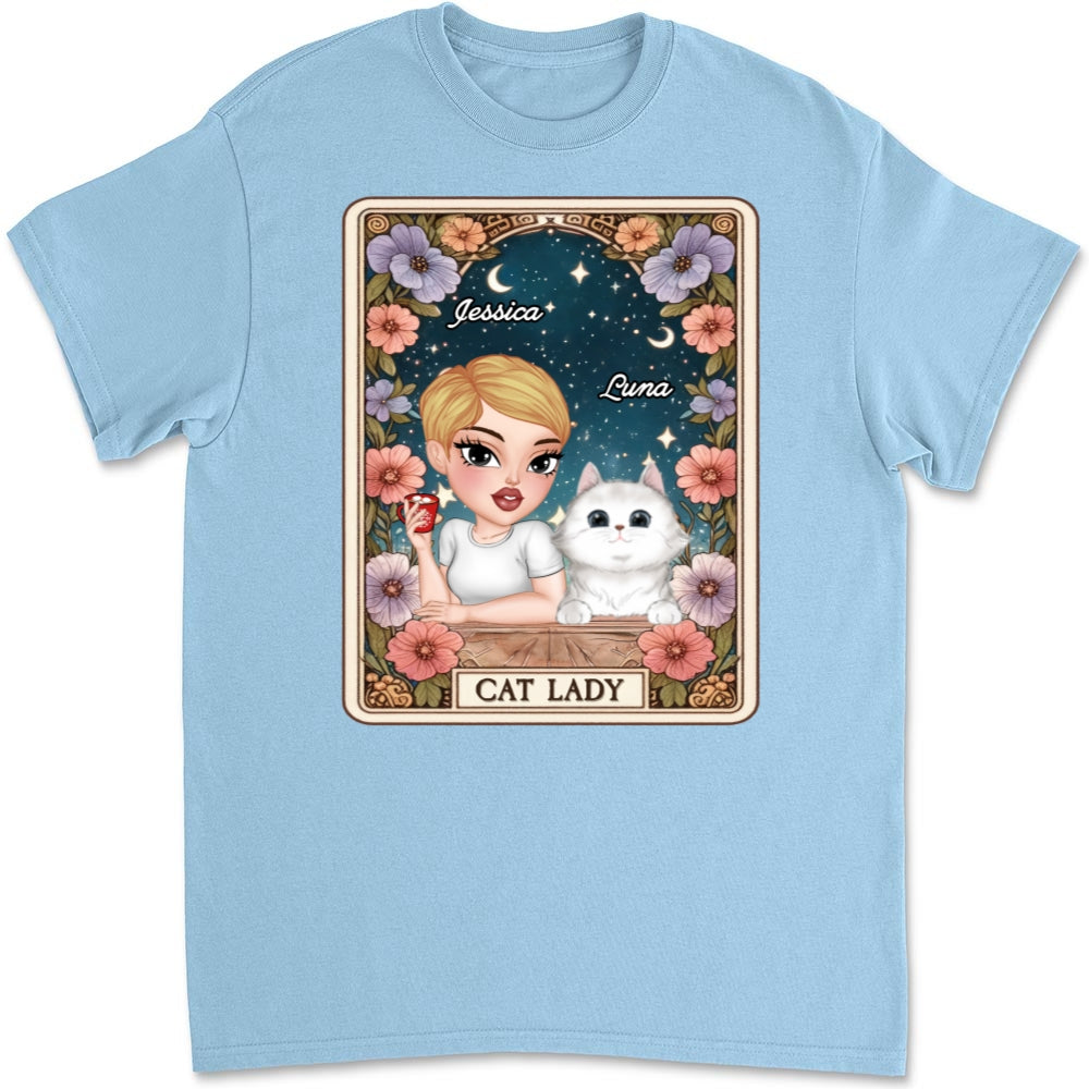 Customizable Cat Lady Tarot Unisex T-Shirt - Ideal Gift for Pet Lovers