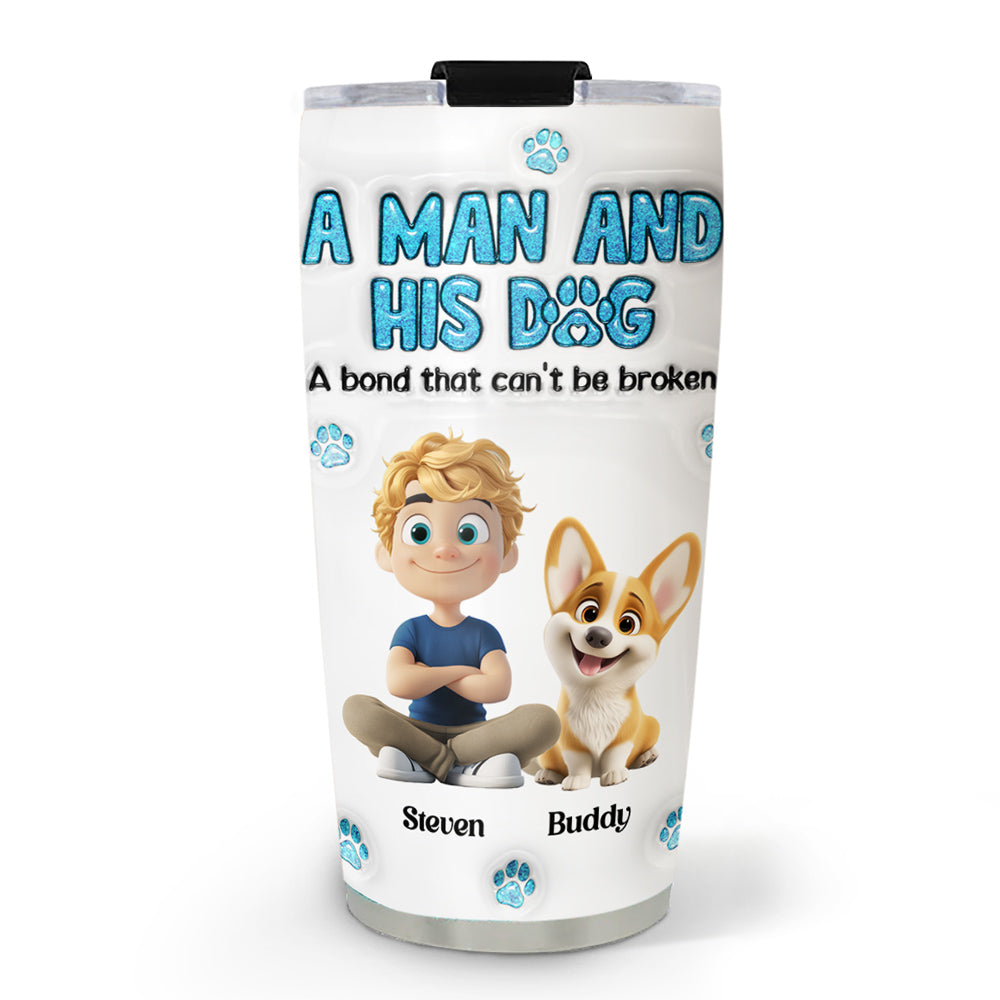 A Man And His Dog - Personalized Custom 3D Inflated Effect 20oz Stainless Steel Tumbler with Thousands of Cool Designs