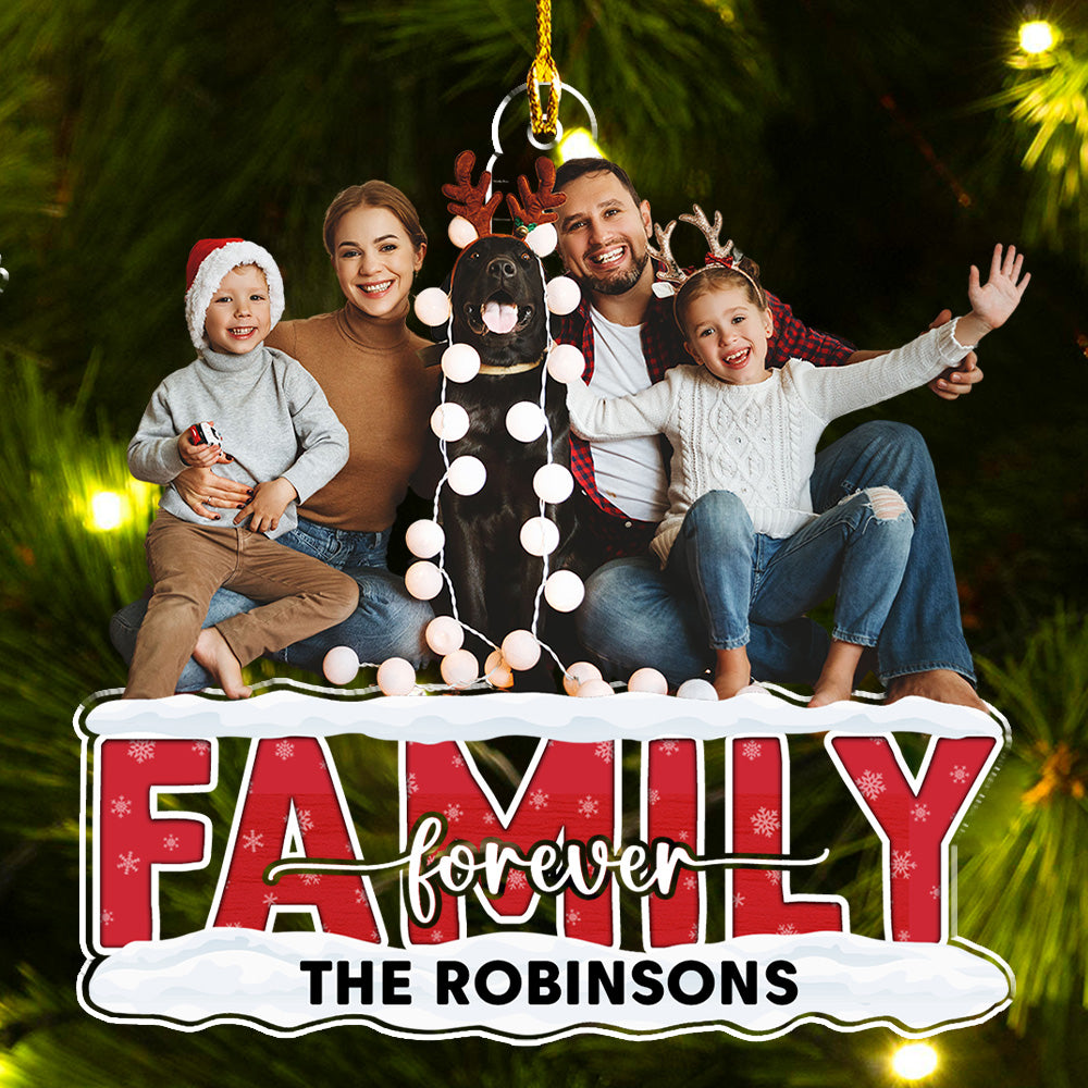Custom Photo Family Forever - Personalized Custom Acrylic Christmas Ornament (4' Diameter, 0.2' Thickness)