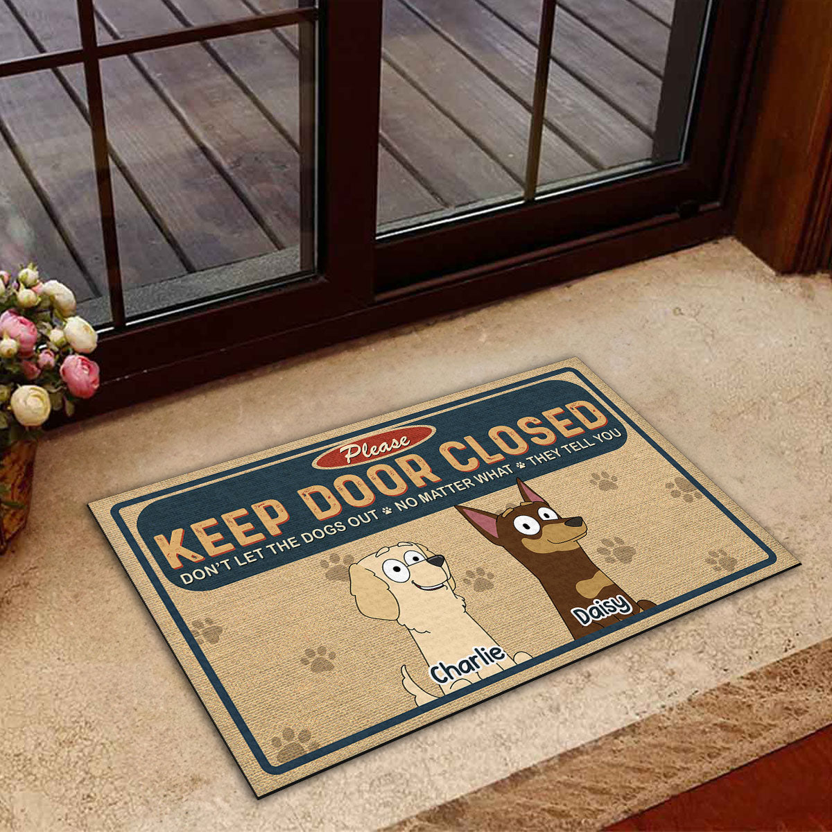 Personalized Custom 'Please Keep Door Closed' Doormat for Pet Lovers