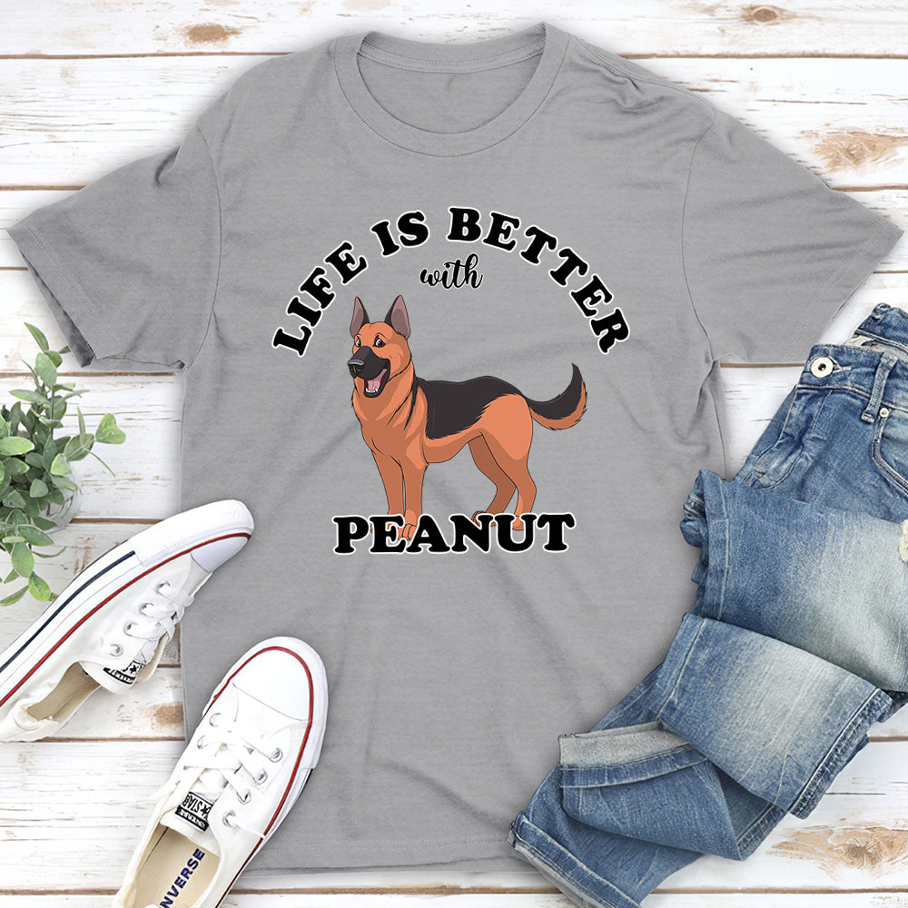 Life Better Cartoon - Personalized Custom Unisex 5.3 oz T-shirt for Pet Lovers