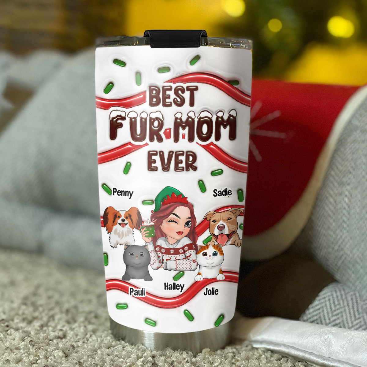 Top-Rated Personalized Custom 3D Inflated Effect Tumbler for Fur Moms