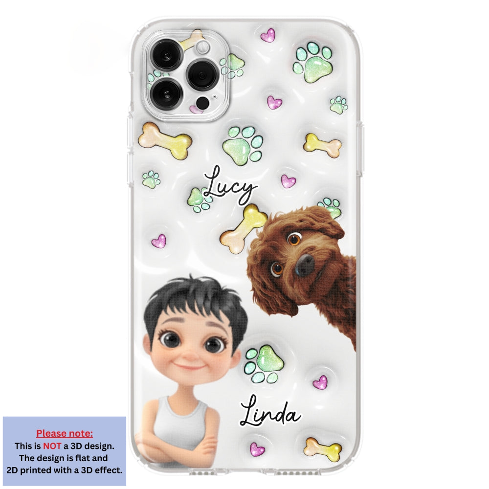 Lovey Human and Her Dogs - Exclusive Personalized Custom 3D Inflated Effect Smartphone Case