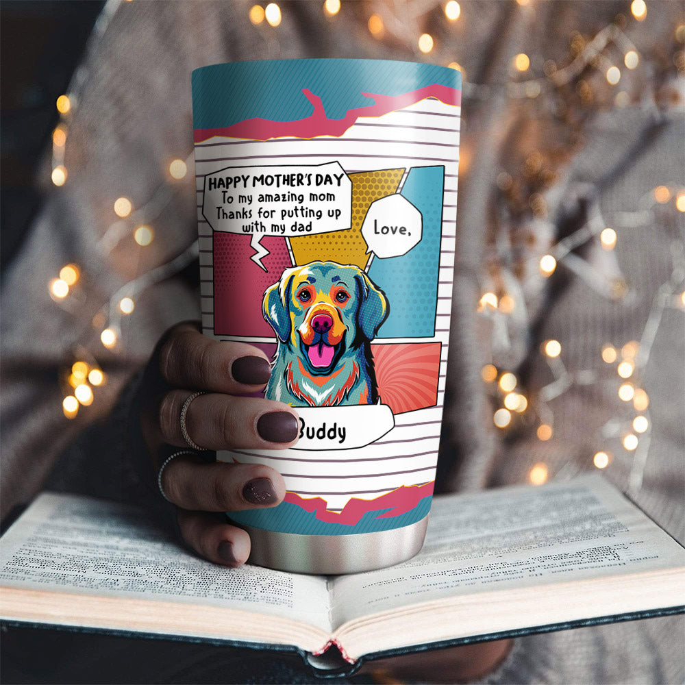 Pop Art Personalized Custom Tumbler for Amazing Moms and Dads