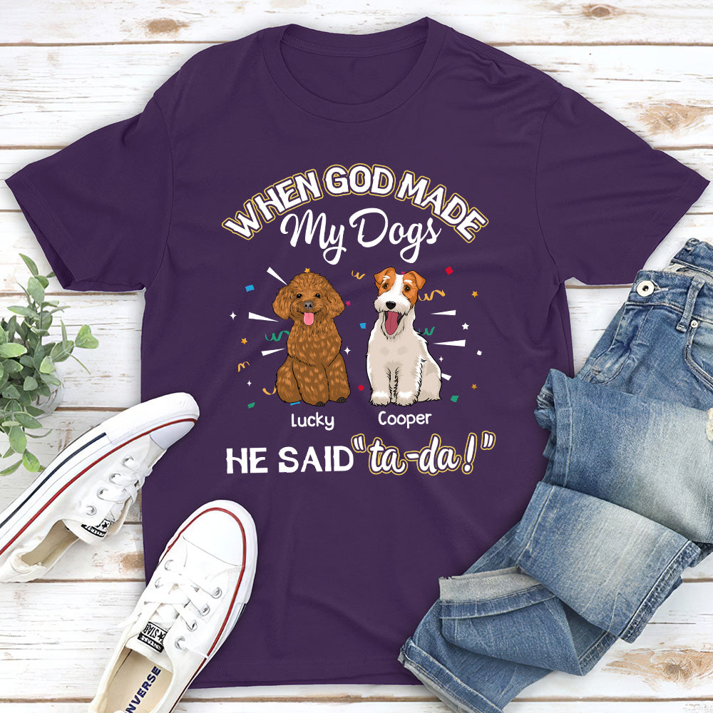 God Made My Dog - Personalized Custom Unisex 5.3 oz T-shirt for Pet Lovers