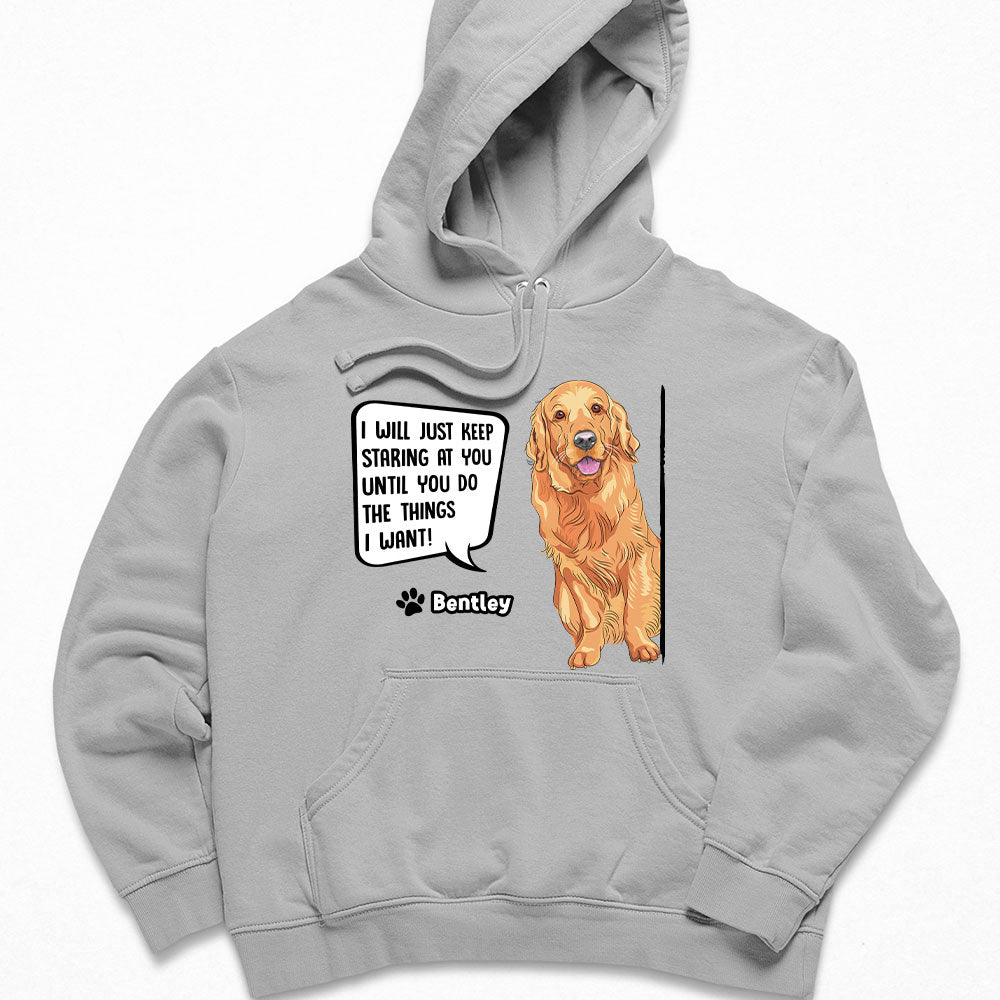 Staring Dog – Customizable Personalized Unisex 8.0 oz Hoodie for Pet Lovers