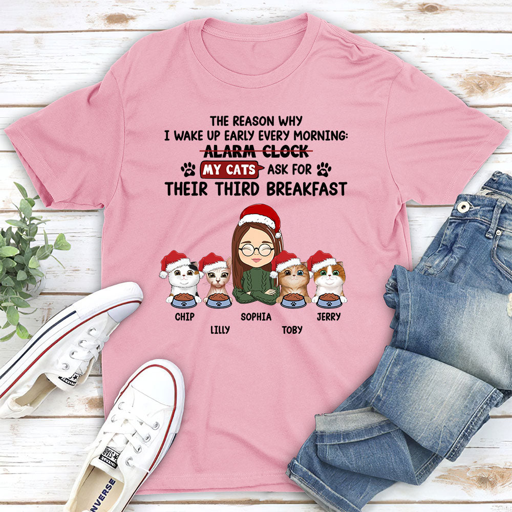 The Reason Why I Wake Up - Personalized Custom Unisex 5.3 oz T-shirt for Pet Lovers