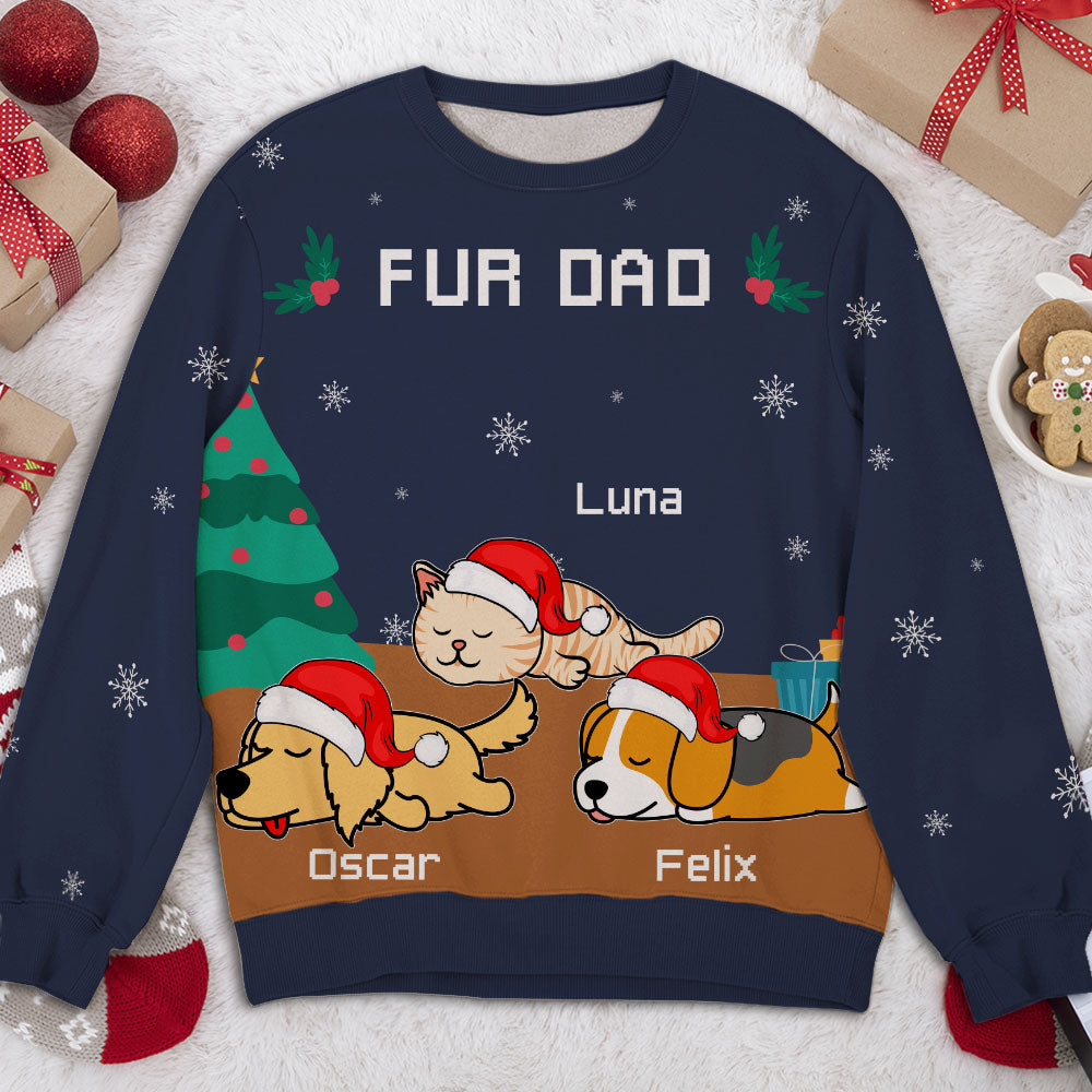 Cozy Christmas - Personalized Custom All-Over-Print Unisex 8.8 oz Polyester Blend Sweatshirt for Pet Lovers