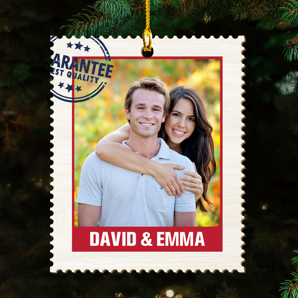 Personalized Custom 1 - layered Wood Photo Stamp Christmas Ornament