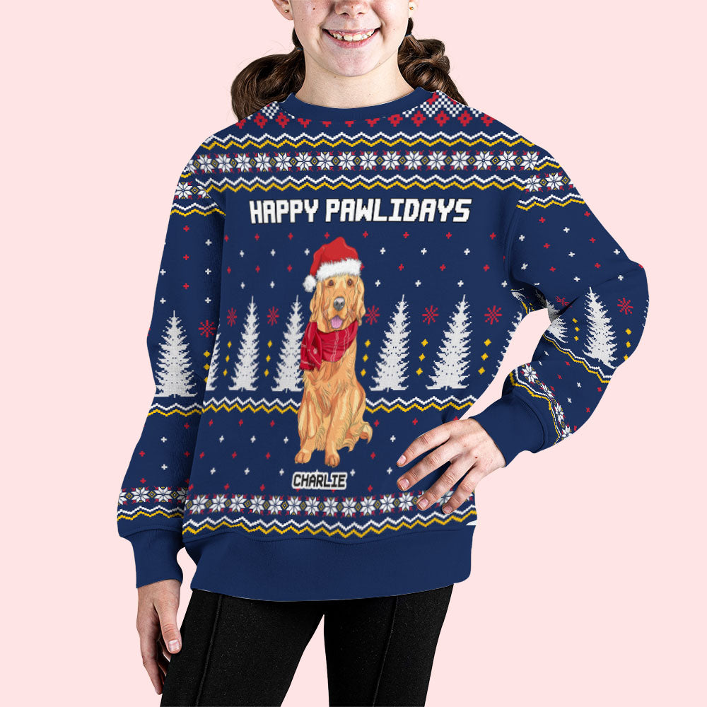 Christmas Personalized Custom Kids All-Over-Print Pet Pattern Sweatshirt - Ideal Gift for Pet Lovers