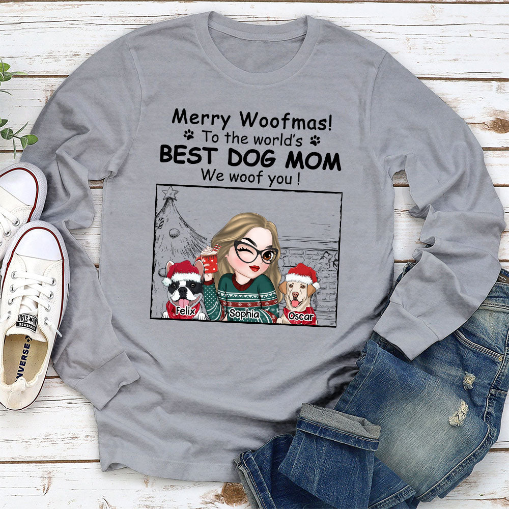 Best Dog Mom Christmas - Personalized Custom Long Sleeve T-shirt for Pet Lovers