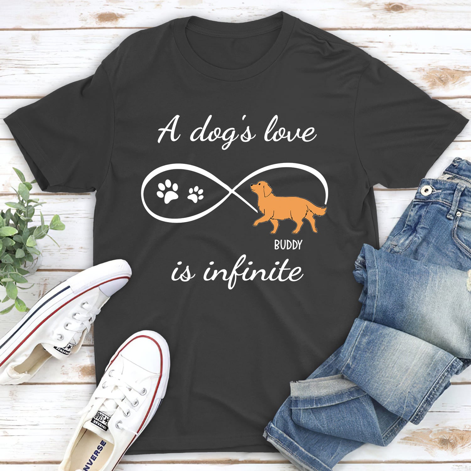 Dog's Infinite Love - Personalized Custom Unisex 5.3 oz T-shirt for Pet Lovers
