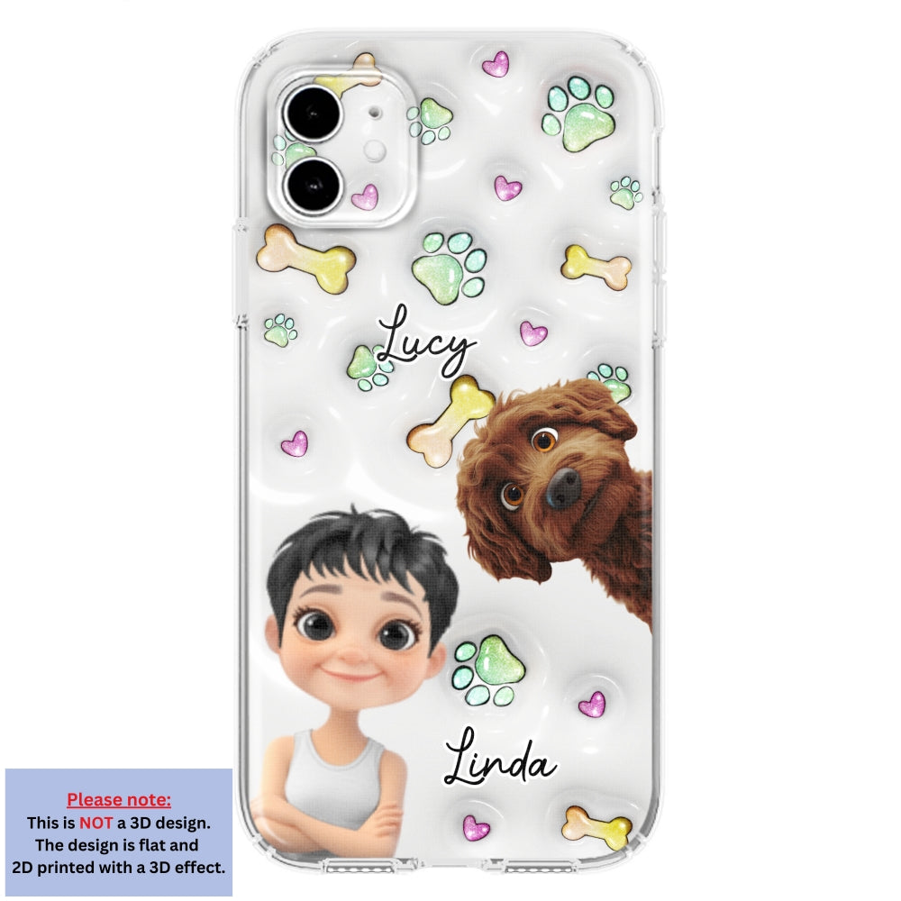 Lovey Human and Her Dogs - Exclusive Personalized Custom 3D Inflated Effect Smartphone Case