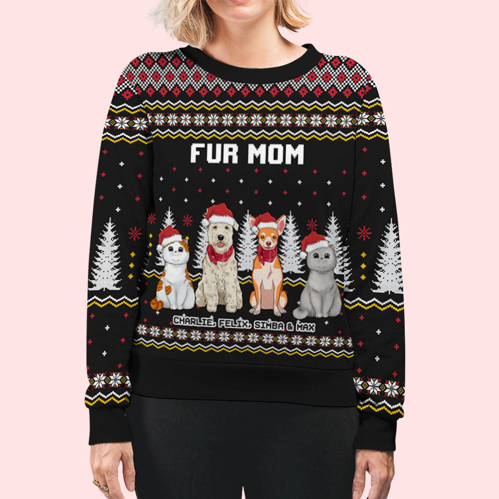 Christmas Pet Pattern - Personalized Custom All-Over-Print Unisex 8.8 oz Polyester Blend Sweatshirt