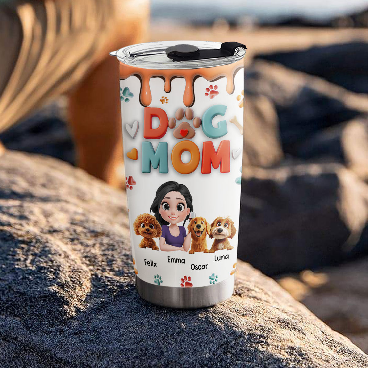 Mom Of Dog Cartoon - Personalized Custom 3D Inflated Effect Stainless Steel 20oz Tumbler for All Occasions