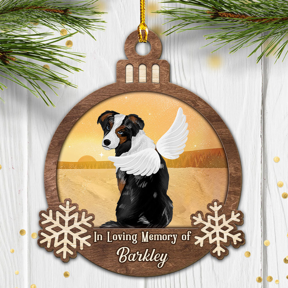 Heavenly Personalized Custom 1-layered Wood Ornament for Loving Memory - Ideal Gift for Pet Lovers