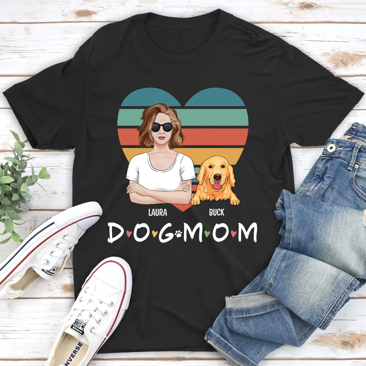 Personalized Custom Unisex Dog Mom Sunset T-shirt - Ideal Gift for Pet Lovers