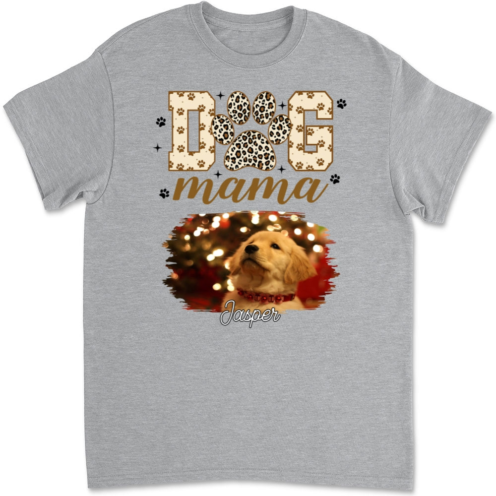 Leopard Dog Mama Personalized Custom Unisex 5.3 oz T-shirt - Ideal Gift for Pet Lovers