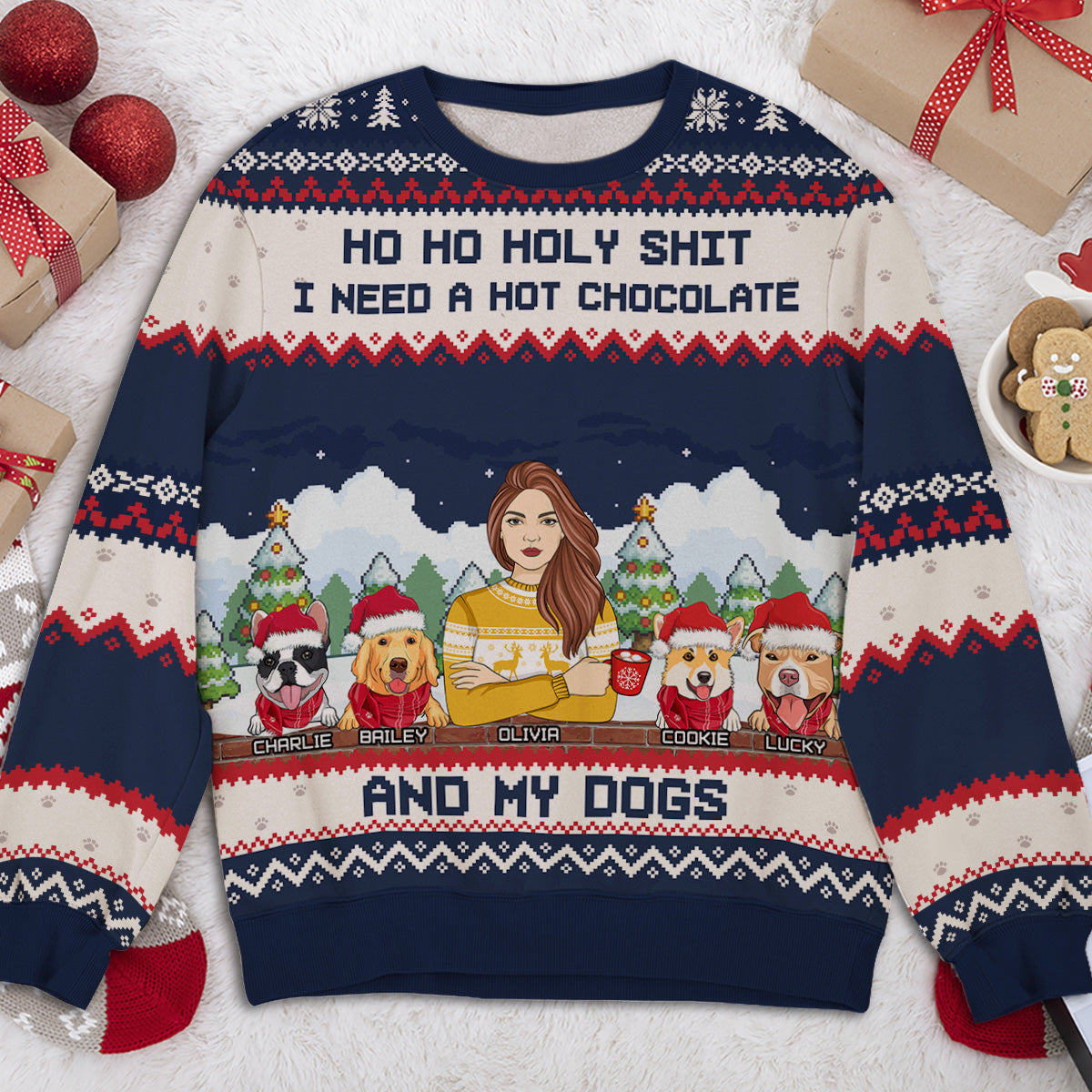 Personalized Custom All-Over-Print 'I Need Beers And My Dogs' Sweatshirt - Ideal Gift for Dog Lovers