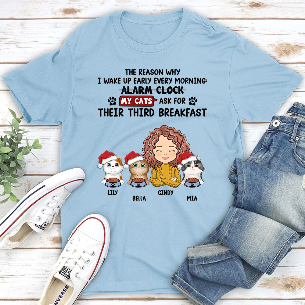The Reason Why I Wake Up - Personalized Custom Unisex 5.3 oz T-shirt for Pet Lovers
