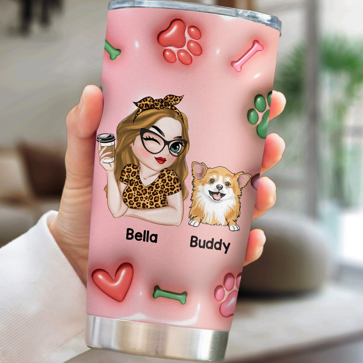 Dog Mom Era - Stylish Personalized Custom 3D Inflated Effect 20oz Stainless Steel Tumbler