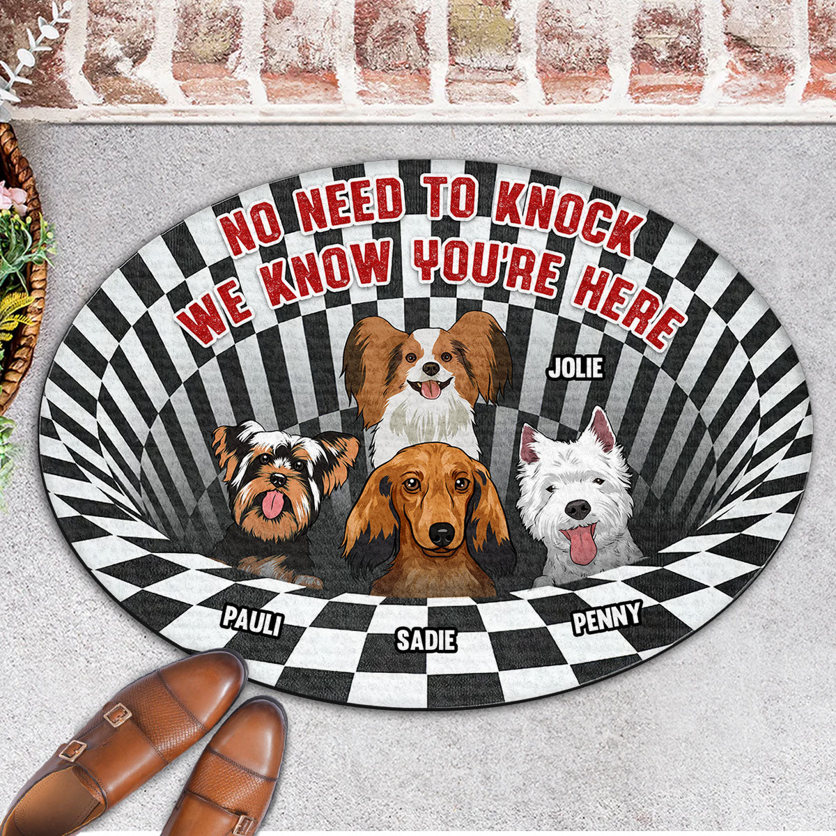 No Need To Knock - Customizable Personalized Doormat with Your Dog's Picture